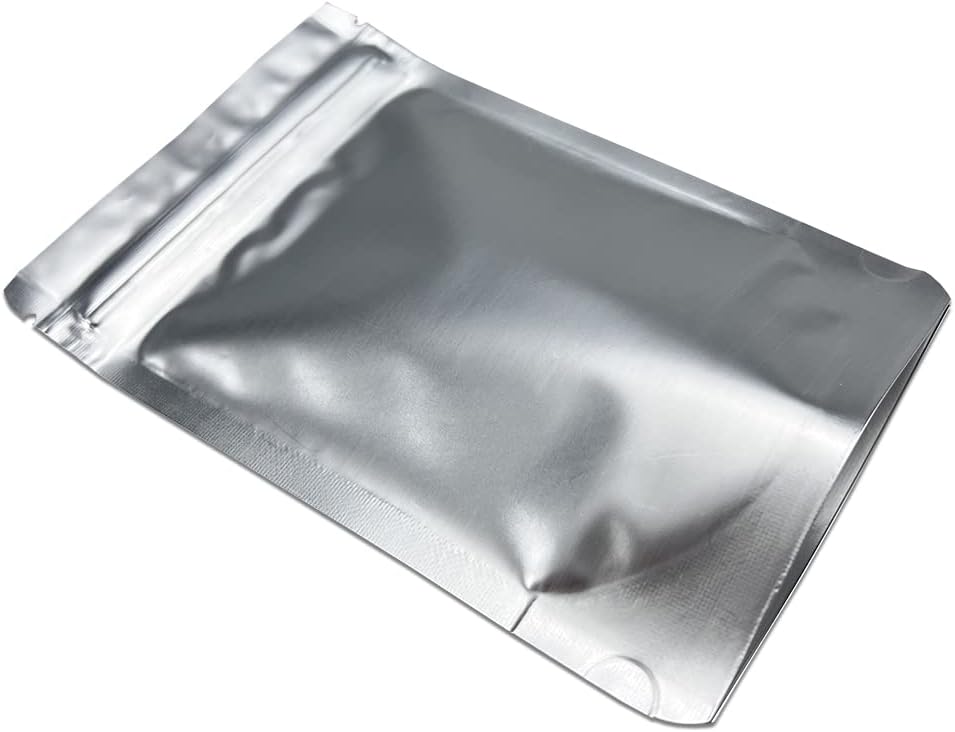 PABCK 50 Pieces 5.5x7.87 inch(Inside Size 4.7x5.1 inch) Stand-Up Resealable Heat Seal Bags 3.55mil Thick Frosted Silver Foil Sealed Bags for Zip Packaging Lock Food Storage Pouch
