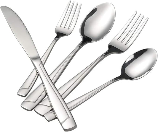Sandmovie 30 Pieces Stainless Steel Flatware Set, Cutlery Set, Fork Knife Spoon Set, Service for 6 Persons