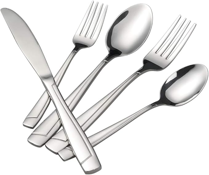 Sandmovie 40 Pieces Stainless Flatware Cutlery Silverware, Service for 8 Persons