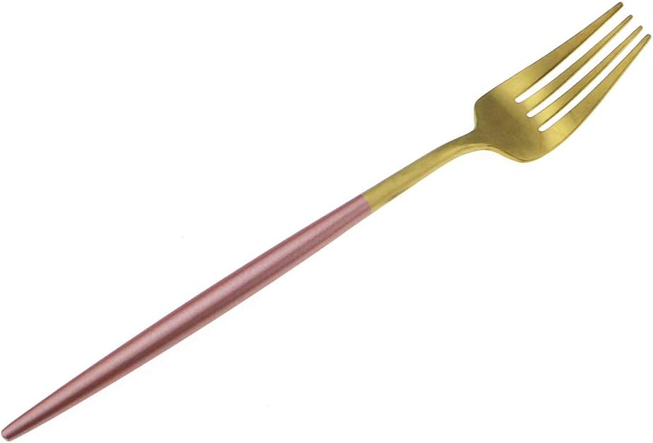 Gugrida Pink Gold Flatware, Royal 20 Piece Matte Pink Handle 18/10 Stainless Steel Tableware Sets for 4 Including Forks Spoons Knives, Camping Silverware Travel Utensils Set Cutlery (Pink Gold)