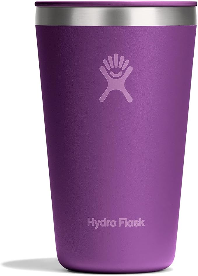 Hydro Flask All Around Tumbler Press-in Lid, Insulated Travel Mug, Stainless Steel Coffee Cup 16 Oz Beachplum Purple