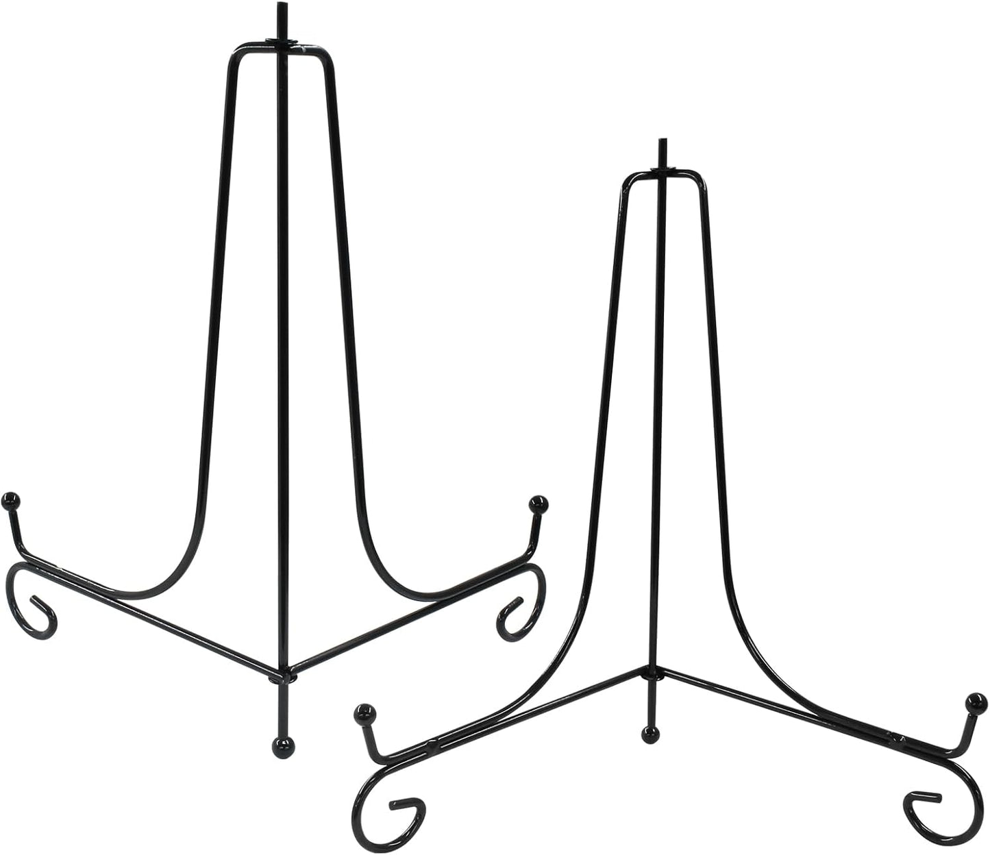 Hordion 2 Pack Plate Stand, 8 Inch Black Iron Easel Photo Display Stand Plate Holder for Picture Frame Book Tabletop Art Platter