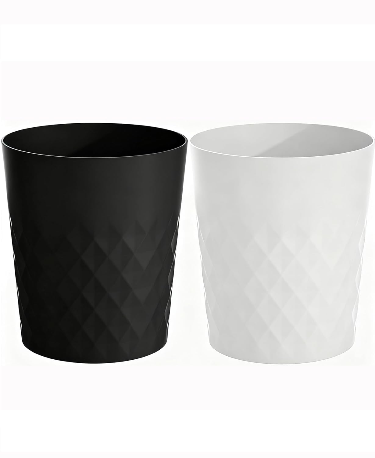 Small Bathroom Trash Can 2 Pack 1.8 Gallon Garbage Can Waste Basket Recycling Bin for Dorms Bedrooms Offices Kitchens, Black White
