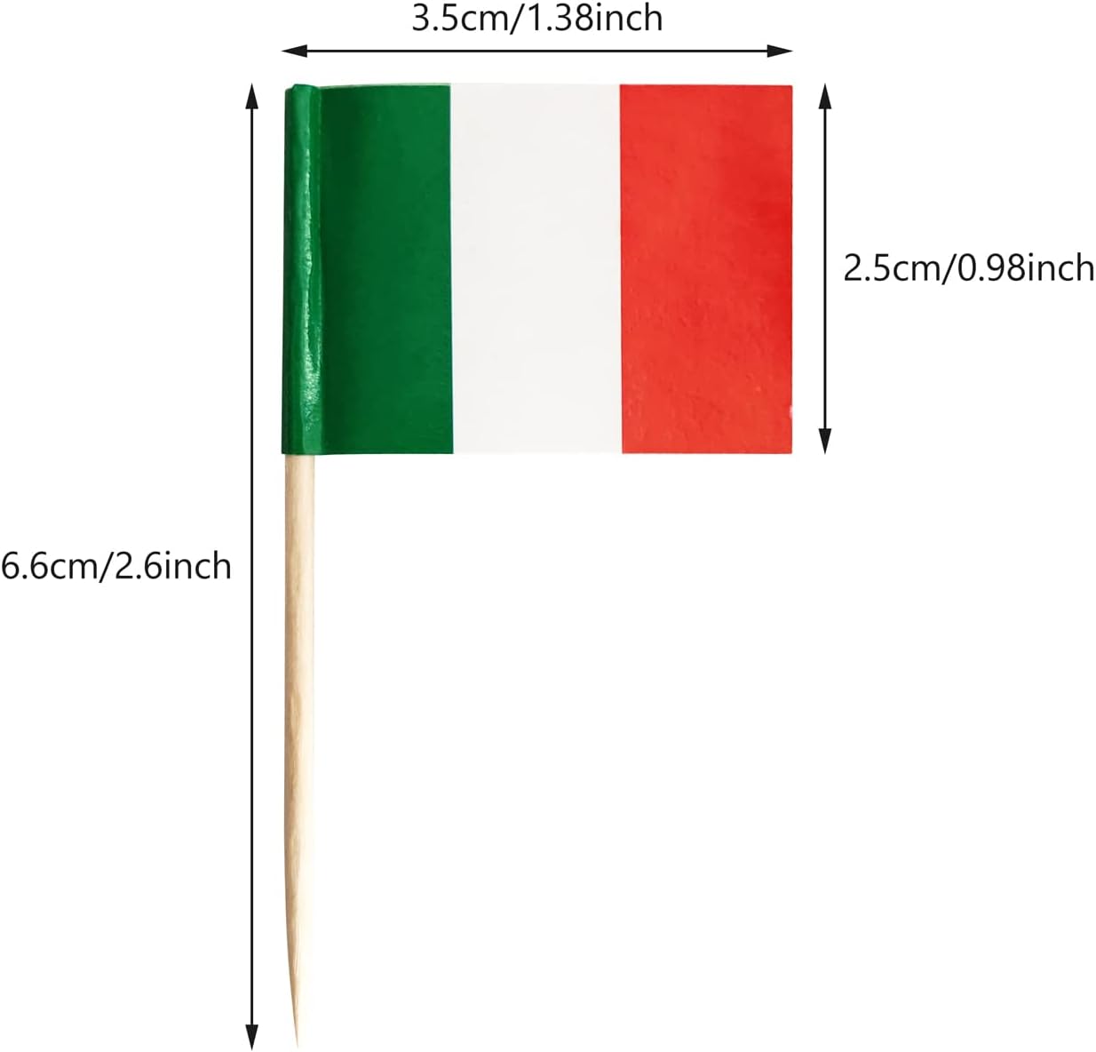 100 Pack Italy Flag Italian Toothpick Flags, Cocktail Picks Mini Stick Cupcake Toppers Country Picks Party Decoration Celebration Cocktail Food Bar Cake Flags (Italy)