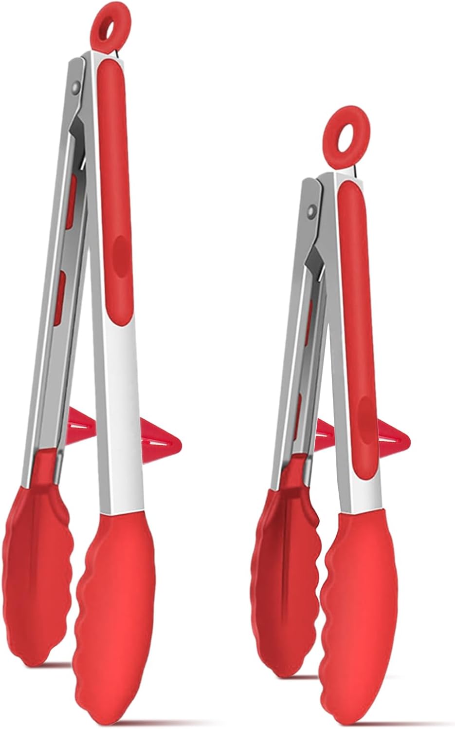 NileHome Tongs for Cooking, Professional Stainless Steel Cooking Tongs – Heat-Resistant for Grilling, BBQ, Serving Salad, Pasta, and Kitchen Use, Dishwasher Safe, Set of 9" 12", Red