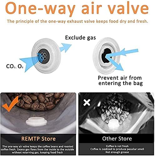 REMTAP Coffee Bags with Valve(100pcs,12oz) Tiffany Blue High Barrier Aluminumed Foil Flat Bottom Standing Coffee Beans Storage Bags,Reusable Heat Sealable Side Zipper Pouches for Home or Store