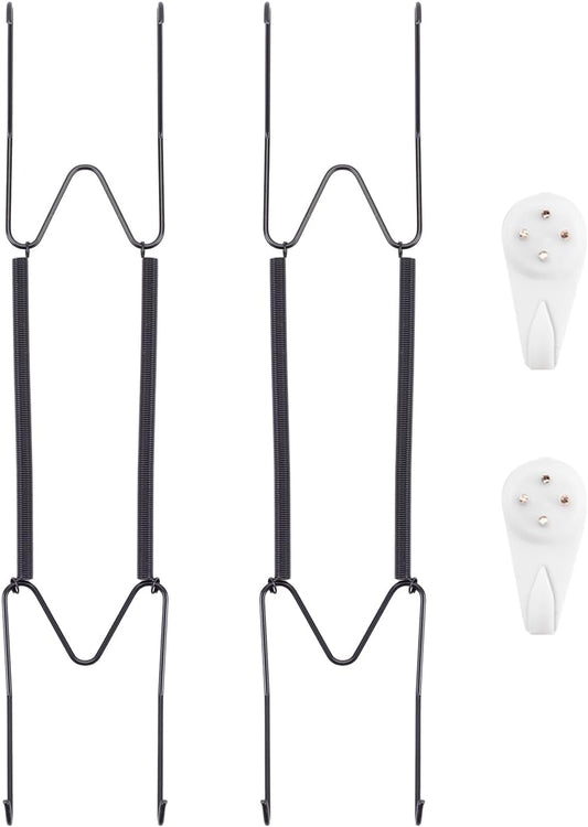 2 Pack Plate Hangers for The Wall, Suitable for 10-14 inch Art Plate, Stainless Steel Invisible Heavy Duty Wire Plate Holder with Wall Hooks, Plate Hangers for Displaying Plates, Platter, Dish, Black