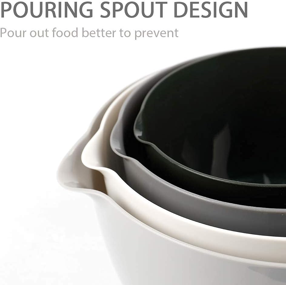 BoxedHome Classic Mixing Bowl Set, BPA Free Plastic, Microwave and Dishwasher Safe (Set of 4, Grey),3.5 quarts