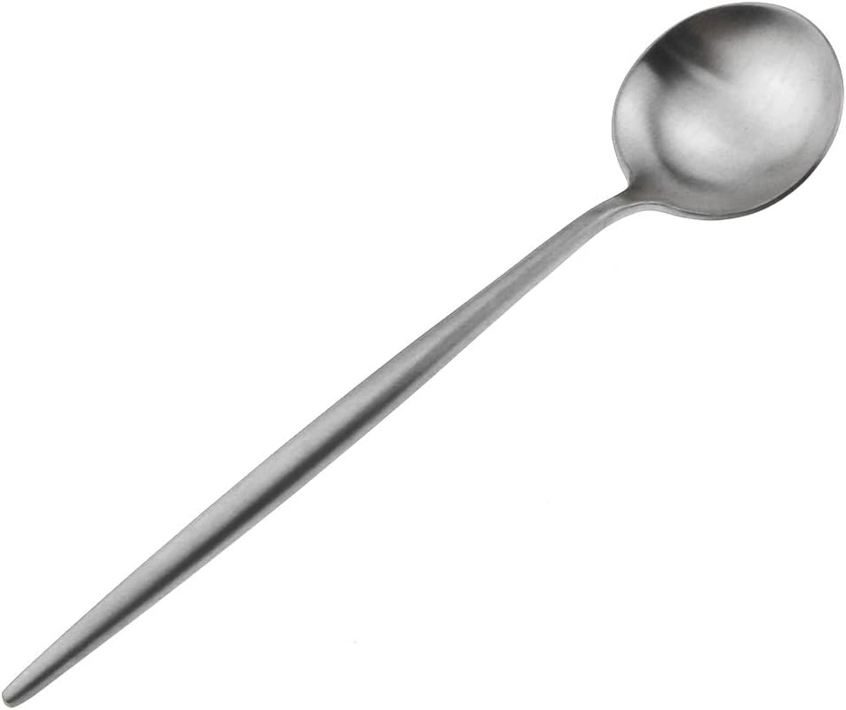 Matte Silver Silverware Set,Gugrida 5-Piece 18/10 Stainless Steel Satin Finish Flatware Set,Kitchen Utensil Set,Tableware Travel Cutlery Set for Camping Office or School Lunch, Dishwasher Safe