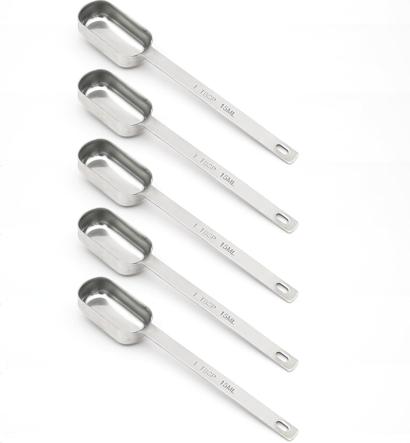 5PCS 1tbsp (3tsp, 15ml, 1/2oz) Single Measuring Spoon, Stainless Steel Long Handle Individual Teaspoons Only