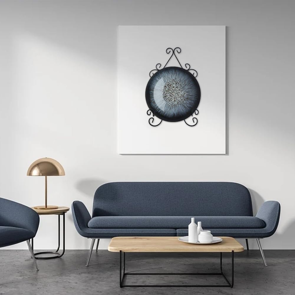 YY YEARCHY Plate Stand Holder for Wall Hanging Display Rack Art Hanger Metal Easel Photo Holder Books Bowls Platters (Black 2 Pack, 6 inches/9.84" x 6.3" x1.2")