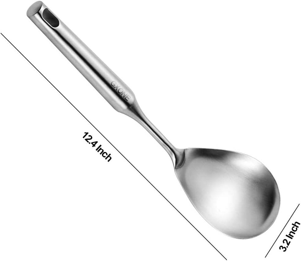 Cooking Spoon,304 Stainless Steel Large Serving Spoons,Silver/12.6Inch