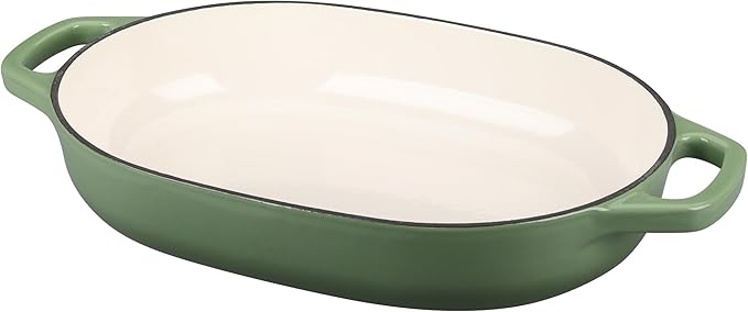 Enameled Cast Iron Oval Dutch Oven Pot with Lid, Dutch Oven for Sourdough Bread Baking, Oval Bread Pan, 7qt, Pistachio Green