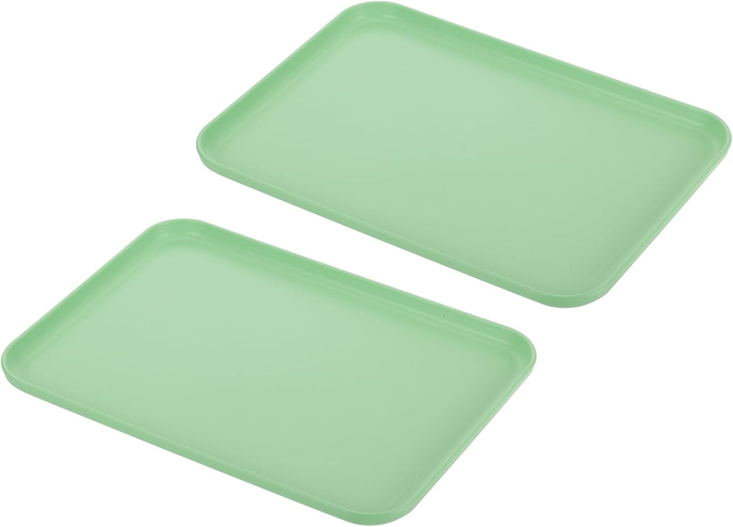 PATIKIL 12x9 Fast Food Tray, 2 Pack PP Plastic Reusable Multi-Purpose Non-Slip Rectangle Serving Tray for Cafeteria Restaurant Home Kitchen, Green