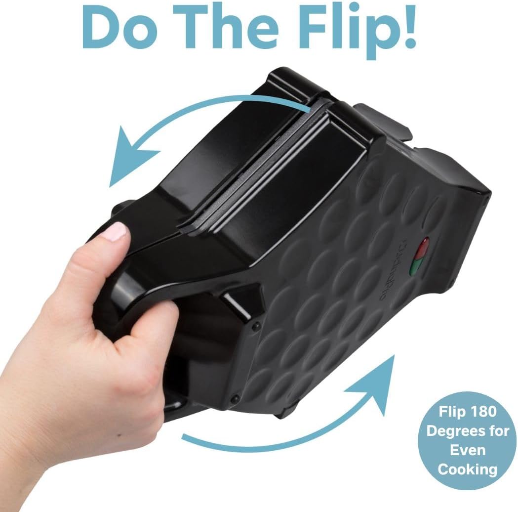 Bubble Waffle Maker- Electric Non stick Hong Kong Egg Waffler Iron Griddle w/Ready Indicator Light- Ready in under 5 Mins- Recipe Guide Included, Make Delicious Ice Cream Cones for Xmas Gift or Treat