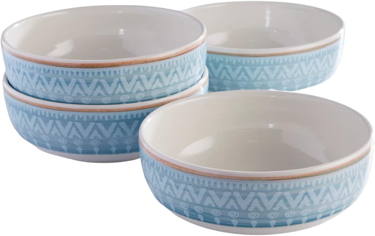Corona 4 bowls Set | Congo 21oz | 4 Pieces | Ceramic | Ethnic design | Set 4 Bowls | Cerámica