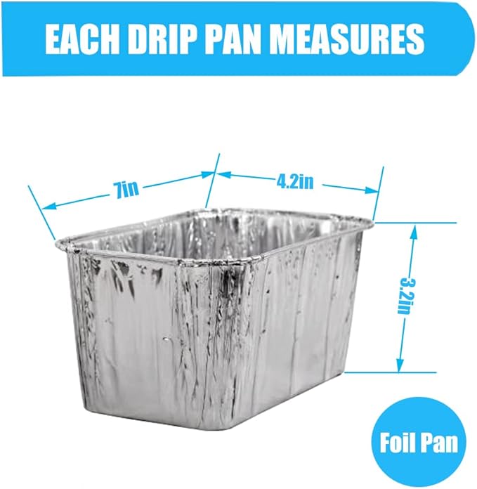 25 Pack Foil Drip Pan Liners for Char Griller 8128 8036 8536 Flat Iron Griddle Gas Grills, Compatible with CharGriller Flatiron Griddle Grease Cup Liners, Aluminum Pans Disposable 7" x 4.2"