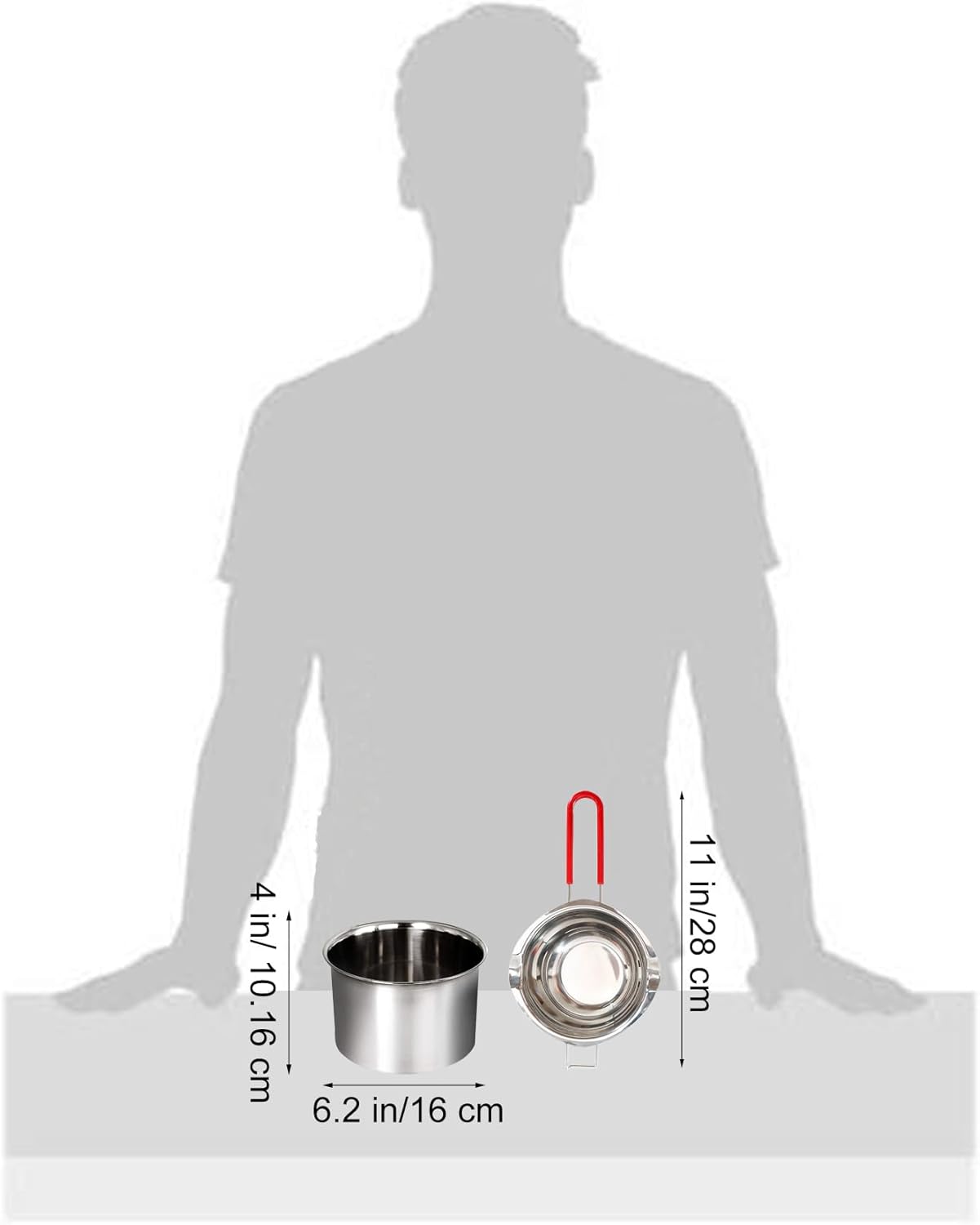 Stainless Steel Double Boiler Melting Pot with Heat Resistant Handle, Large Capacity Chocolate Melting Pot for Butter Candy Butter Cheese, Candle Making (600/1600ML)