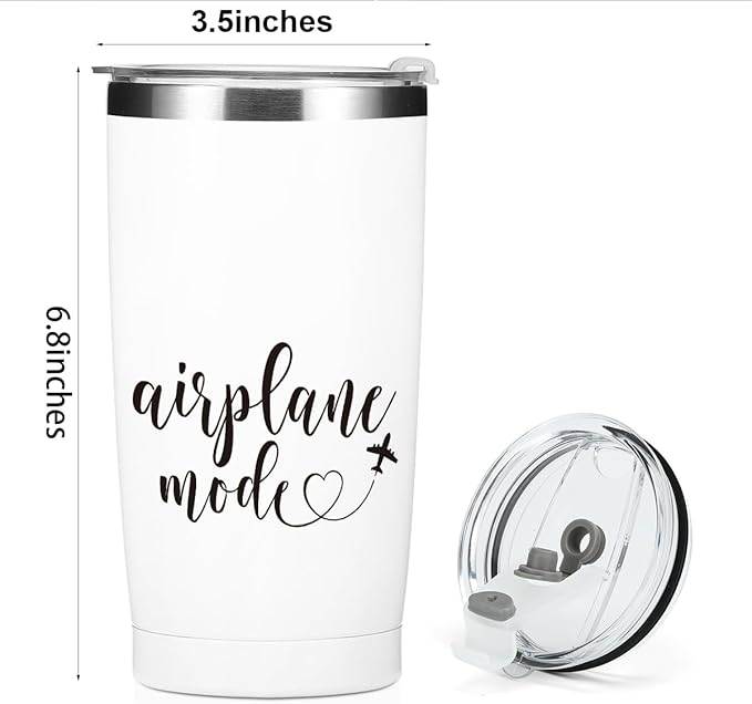 Airplane Travel Gifts Tumbler，Travel Essentials 20 oz Stainless Steel Coffee Mug，Insulated Cup with Lid for Car,，Flight Vacation Gifts for Women Men Travelers Trip Birthday Christmas Retirement
