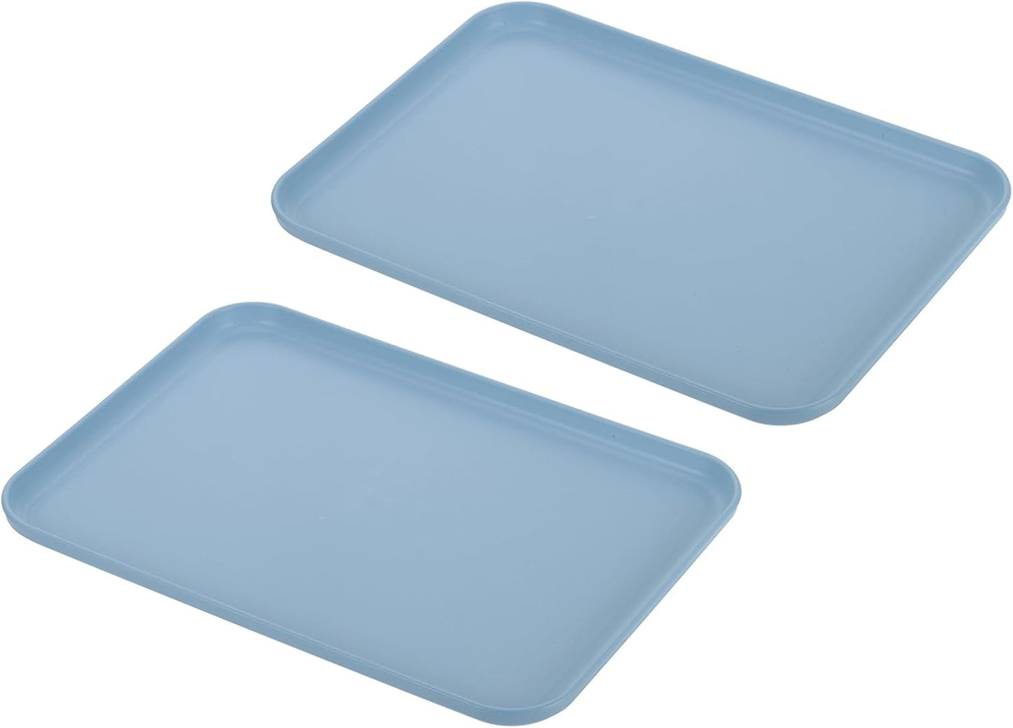 PATIKIL 12x9 Fast Food Tray, 2 Pack PP Plastic Reusable Multi-Purpose Non-Slip Rectangle Serving Tray for Cafeteria Restaurant Home Kitchen, Blue