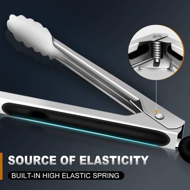 4 Pack Tongs For Cooking, Heat Resistant 600 Degrees 9",12" Stainless Steel Locking Metal Tong & 9",12" Kitchen Tongs with Silicone Tips, Non-Slip Food Silicone Tong, Heavy Duty, Non-Stick