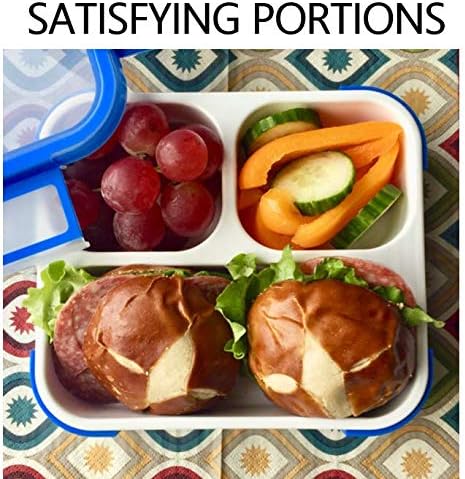 kinsho Bento Boxes for Kids, Lunch Box Set for Boys Girls Kids Adults, Leakproof 3 Compartment Containers for Meal or Snack for Pre-School Travel Work, BPA Free. Blue Orange 2 Pack Medium - Small