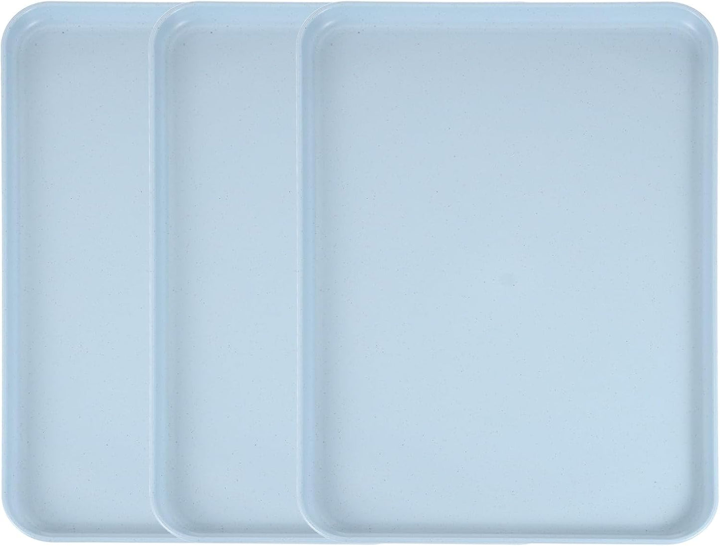 uxcell 3Pcs Plastic Serving Trays, 15 x 10.6 Inch Rectangle Food Trays Serving Cafeteria for Kitchen Restaurant Coffee Fruit Burger Lunch Dessert, Gray