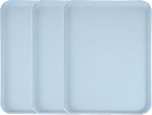 uxcell 3Pcs Plastic Serving Trays, 15 x 10.6 Inch Rectangle Food Trays Serving Cafeteria for Kitchen Restaurant Coffee Fruit Burger Lunch Dessert, Gray