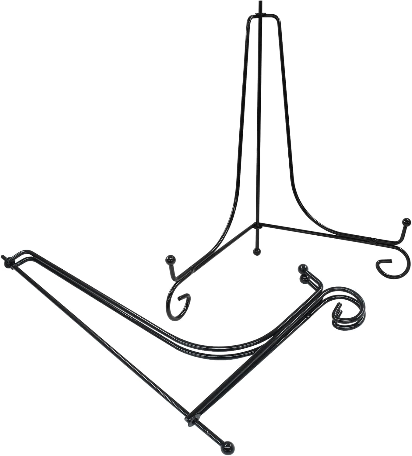 Hordion 2 Pack Plate Stand, 8 Inch Black Iron Easel Photo Display Stand Plate Holder for Picture Frame Book Tabletop Art Platter