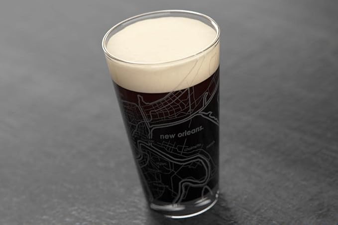 Well Told Engraved New Orleans Louisiana Map Pint Glass, Etched Beer Gift (16 oz, Clear) City Map Pint, Custom City Glassware, Gifts For Beer Lovers