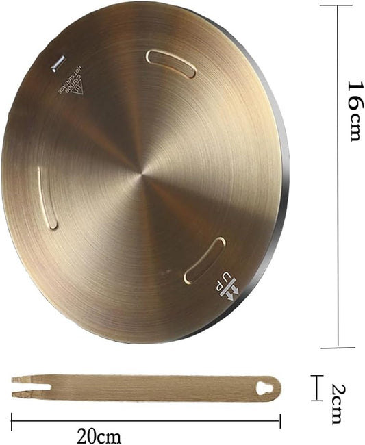 6.3Inch Heat Diffuser Plate, Grouarty Stainless Steel Cooking Induction Adapter Simmer Plate for Electric Gas Glass Cooktop Hob Ring, Induction Cooktop Converter Plate with Handle