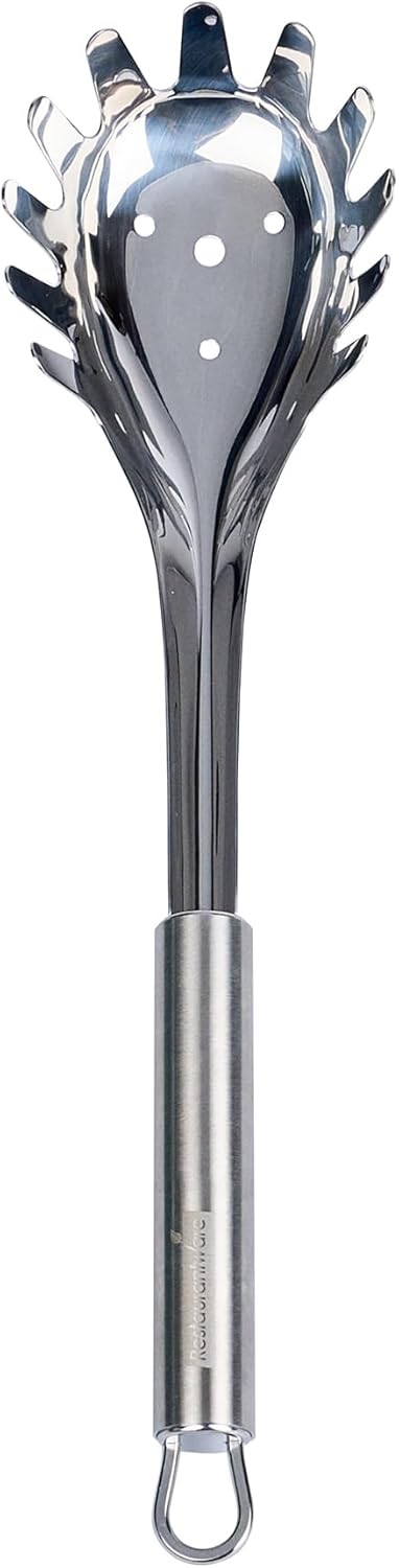 Restaurantware-German Standard 12.5 Inch Slotted Pasta Spoons, 36 Pasta Forks With Ergonomic Handle - Dishwashable, Durable, Stainless Steel Noodle Servers, Ideal For Draing or Serving