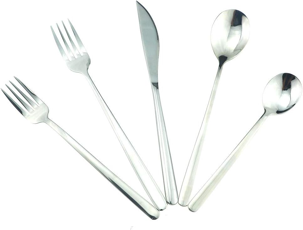 JASHII SUS304 Stainless Steel Flatware Cutlery Set For Home Kitchen Restaurant Hotel, Mirror Polished, 20-Piece Silverware Set for 4, Dishwasher Safe (Full Silver)