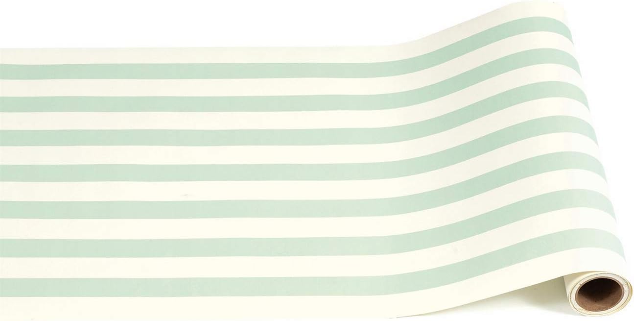 Striped Table Runner - Seafoam Paper Table Runner for Parties or Weddings - American Made