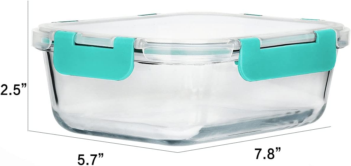 [8-Pack,30 oz]Glass Meal Prep Containers,MCIRCO Glass Food Storage Containers,Airtight Glass lunch Containers with Lids, Microwave, Oven, Freezer and Dishwasher, Green