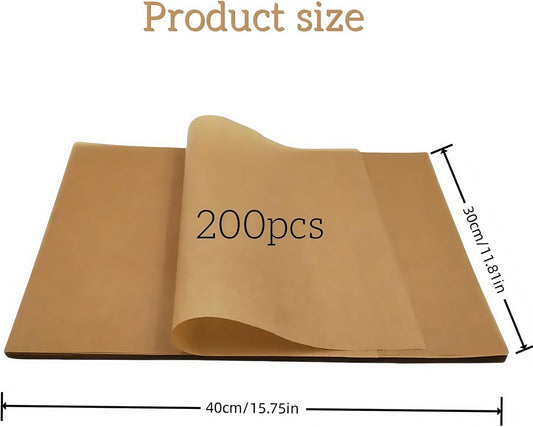 200 Pcs Parchment Paper 16"x12"- Non-Stick Precut Baking Sheets for Air Fryer, Oven & Half Sheet Pans, Unbleached High Heat Parchment Paper for Baking, Grilling