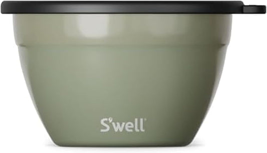 S'well Stainless Steel Salad Bowl Kit 64oz, Mountain Sage, Comes with 2oz Mini Canister and Removable Tray for Organization, Leakproof, Easy to Clean, Dishwasher Safe