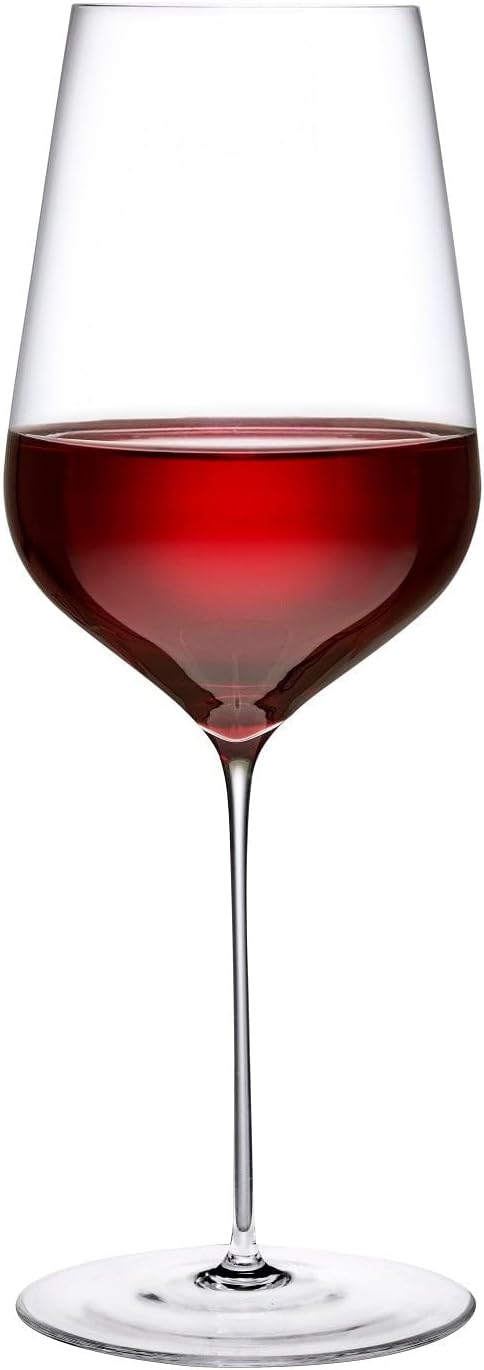 NUDE Red Wine Glass, Stem Zero Trio – Crystal Long Stem Wine Glass for Medium to Full Bodied Red Wines, Generous Bowl with Tapered Sides, Lead-Free, Dishwasher Safe, 17.25 oz