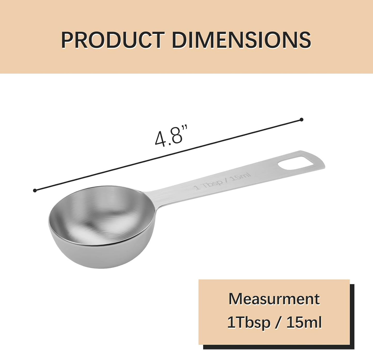 1PCS 1tbsp (3tsp, 15ml, 1/2oz) Single Measuring Spoon, Stainless Steel Individual Teaspoons Only