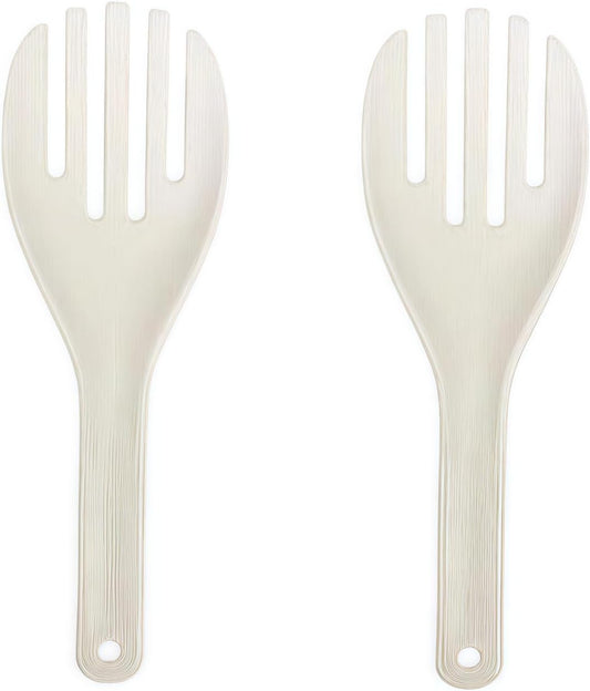 2Pcs White Jumbo Large Plastic Rice Paddle Spatula Scoop Fork-Like, 10.63" (27 cm) Long, Serving Spoons，Rice and Potato Servers, Home and Kitchen