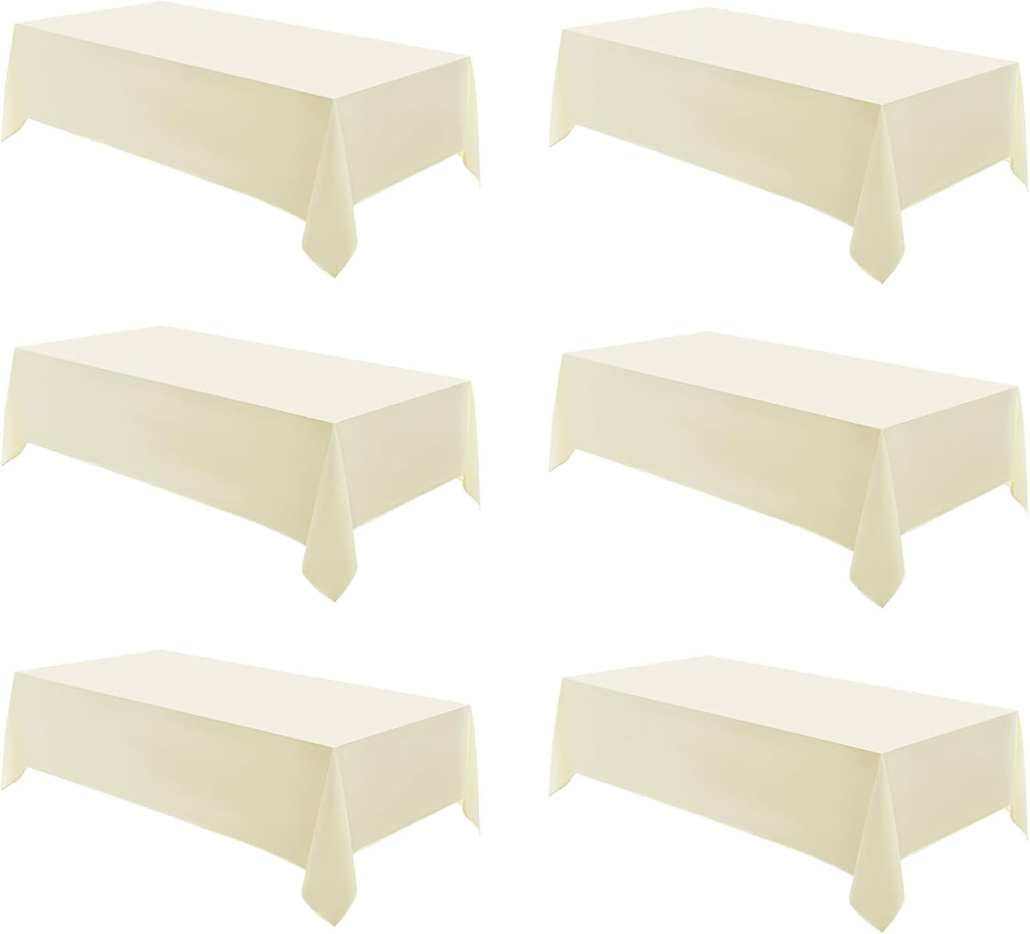 Rectangle Tablecloths 90x132 Inch 6 Pack Ivory Tablecloth Washable Decorative Linen Polyester Table Cloths for Dining Table Banquets Buffet Parties and Wedding