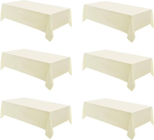 Rectangle Tablecloths 90x132 Inch 6 Pack Ivory Tablecloth Washable Decorative Linen Polyester Table Cloths for Dining Table Banquets Buffet Parties and Wedding