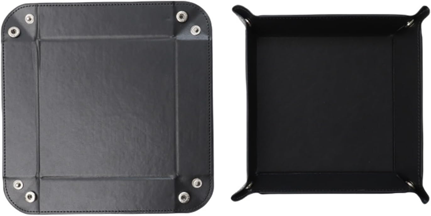 siduater Valet Tray Desktop Storage Organizer – Vegan Leather Catchall Tray Bedside Vanity Tray Nightstand Caddy Holder for Remote Controller, Watch, Keys, Phone, Wallet, Coin, Jewelry, Black