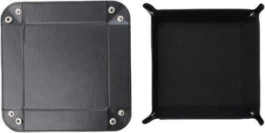 siduater Valet Tray Desktop Storage Organizer – Vegan Leather Catchall Tray Bedside Vanity Tray Nightstand Caddy Holder for Remote Controller, Watch, Keys, Phone, Wallet, Coin, Jewelry, Black