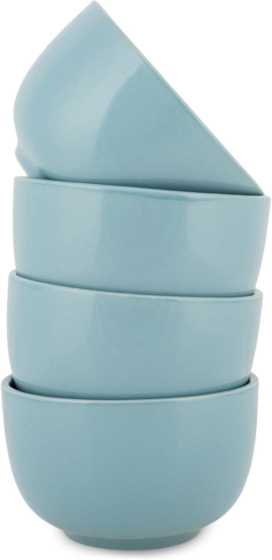 Elanze Designs Bistro Glossy Ceramic 4 inch Cute and Small Dessert Bowls Set of 4 - Perfect for Everyday uses from Snacks, Ice Cream, Candy and Treats, Ice Blue