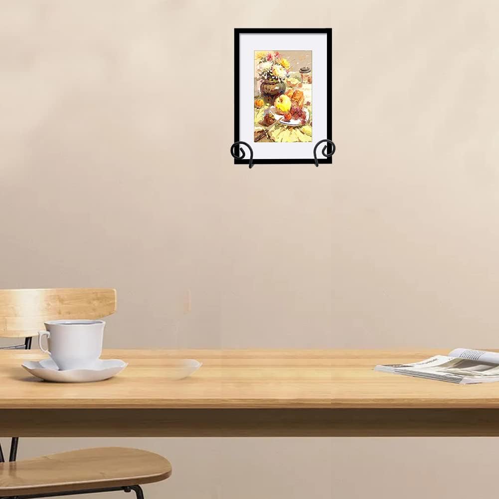 YY YEARCHY Plate Stand Holder for Wall 8 Pieces Hanging Display Rack Art Hanger Metal Easel Photo Holder Books Bowls Platters