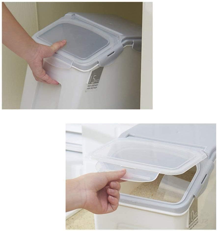 2-Pack Rice Storage Bins 15 Liter With PP Locking Lid, Large Food Storage Container with Wheels For Rice, Flour,Pet food