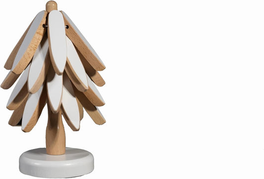 Wooden Trivets for Hot Dishes, Tree Trivet Set, Stackable Tree Coasters for Hot Dish, Pot, Bowl, Teapot, Includes 4 Trivets, 1 Stand, and 4 of Choice (White/Natural Wood)