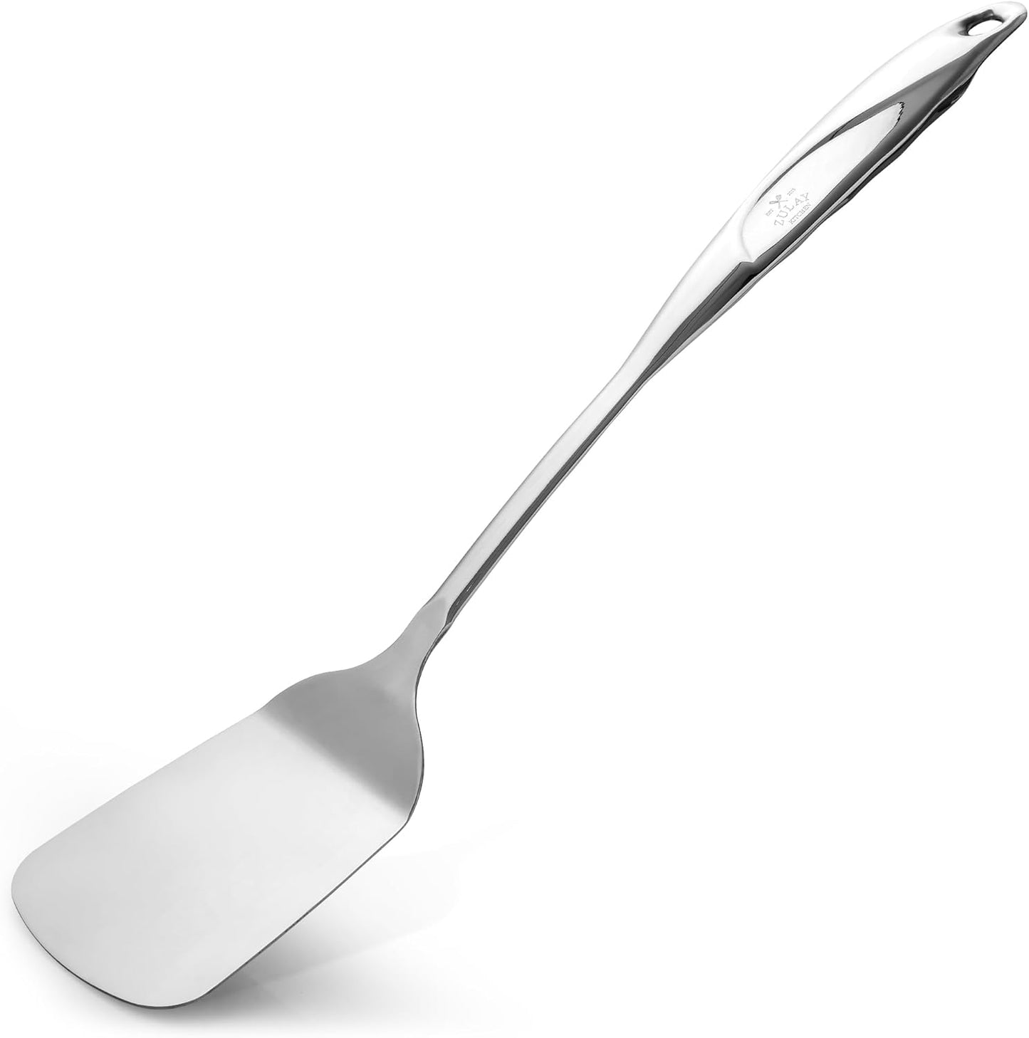 Zulay Kitchen Stainless Steel Solid Turner - 15” Large Metal Spatula for Cooking, Frying & Grilling - Durable, Heat-Resistant & Dishwasher Safe Kitchen Utensil for Everyday Use
