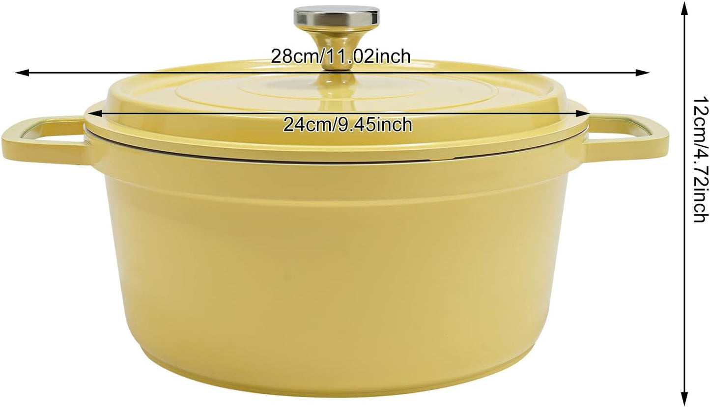 4L Stew Pot with Lid Modern Round Dutch Oven Pot with Lid Ceramic Stew Pot Casserole Dish with Dual Handles for Home Restaurant Kitchen (Yellow)
